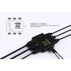 Commutateur Switch HDMI 4K UHD, 5 Ports 5x1 AV Vidéo Switcher 5 en 1, Sélecteur automatiquement noir